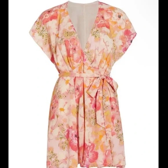 Free People freddy tie-side mini dress in multi floral size small - missing belt - Picture 7 of 12